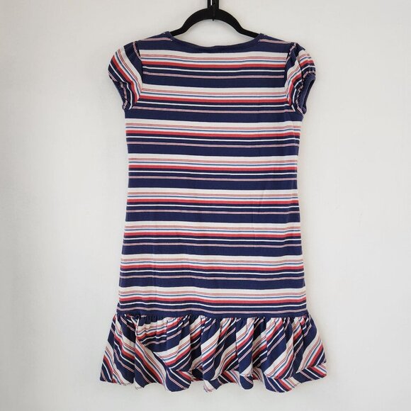 Ralph Lauren Girls Summer Dress Red Blue Striped Drop Waist Casual Size L 12/14 - Picture 2 of 8